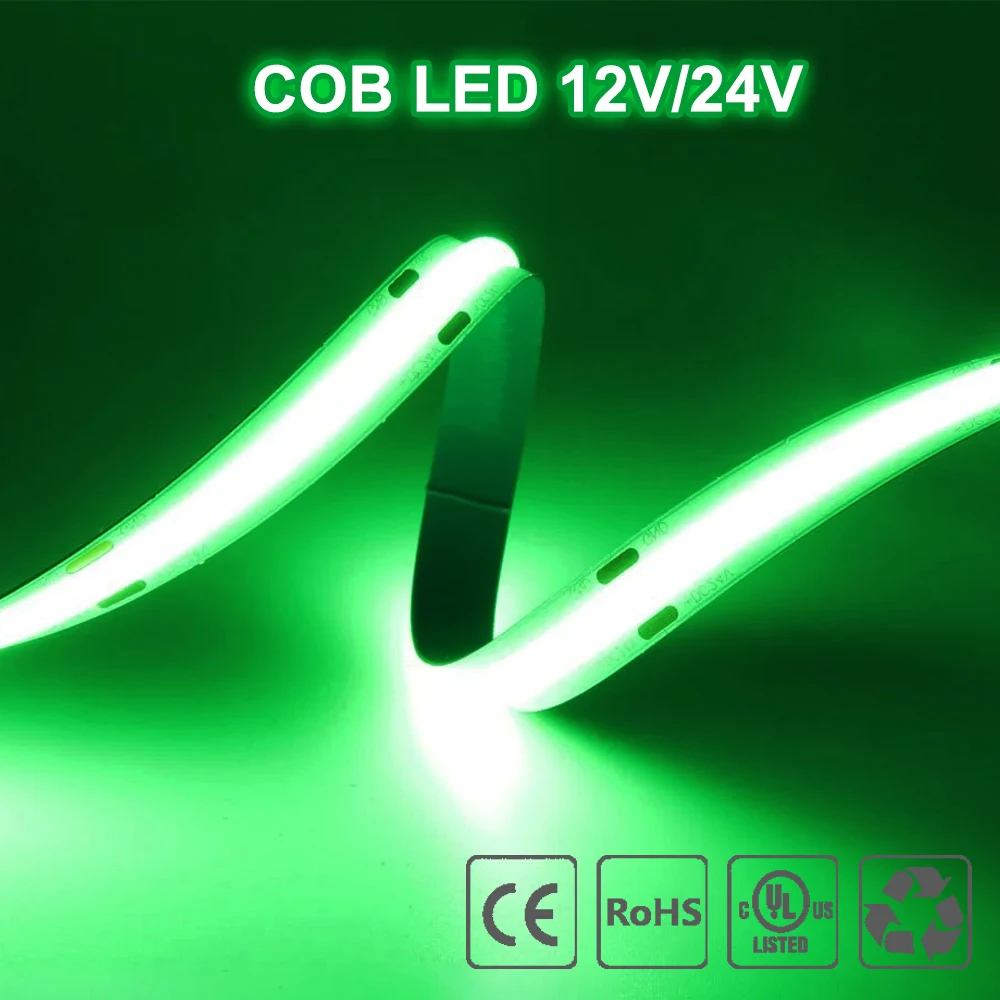 COB LED Strip Light 8mm/10mm High Density 480/528Leds/M Flexible LED Tape Dimmable Linear Lamp 3000K 4000K 6000K DC12/24V