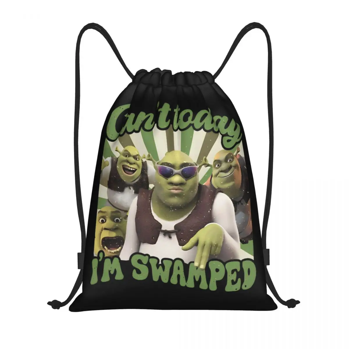 Shreks Can't Today Im Swamped Vintage Drawstring Backpack Sports Gym Sackpack String Bag for Working Out