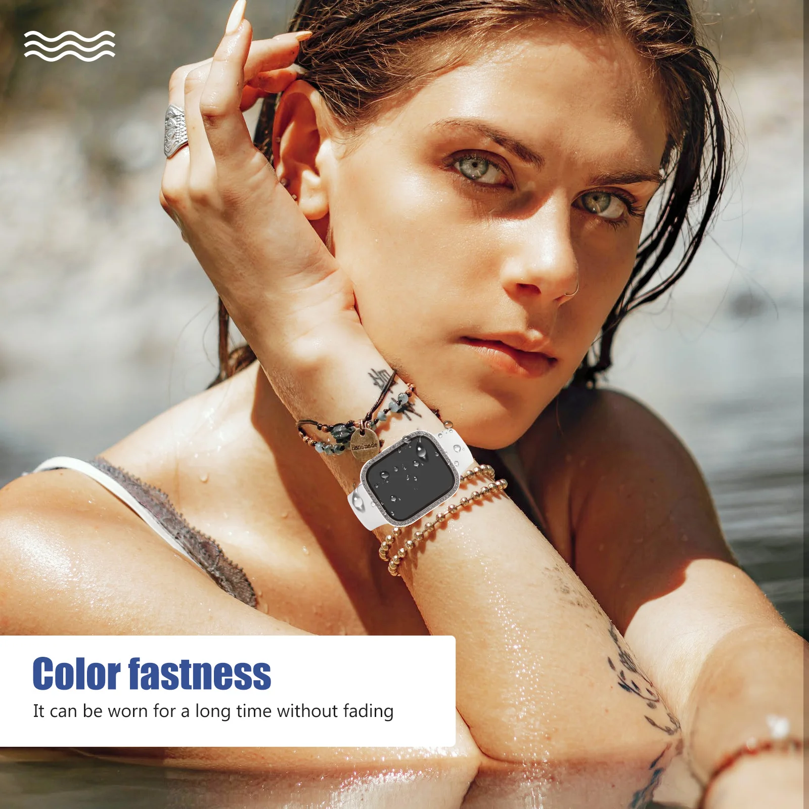 

2Pcs Smartwatch Protective Case Rhinestone Cover Scratch Proof Durable Screen Protector Stylish Watch Shell