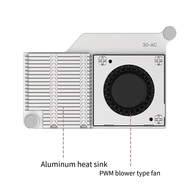 APPLIA-Per Raspberry Pi 5 Argon 30Mm Dispositivo di raffreddamento attivo Ventola PWM Raffreddamento passivo Alette in alluminio Radiatore Dissipazione efficiente del calore B