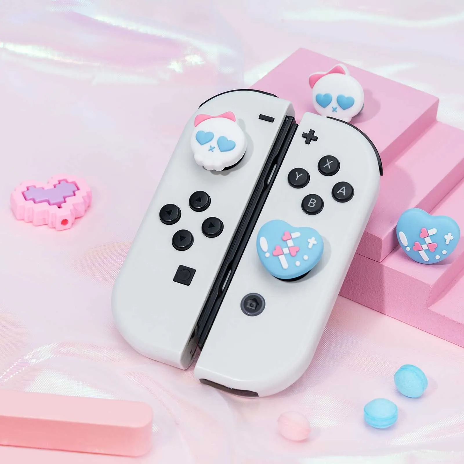 Geeks hare Daumen griff kappen für Nintendo Switch/oled/Lite 4 Stück Silikon Joy-Con Controller Daumens tiel ns Zubehör Punk Schädel
