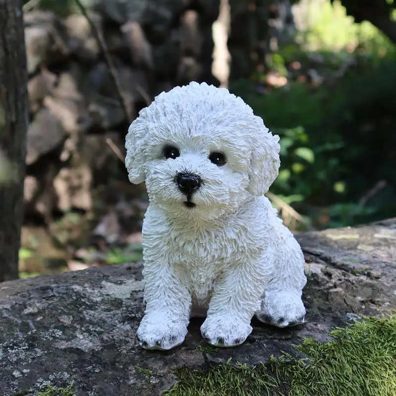 Cute Simulation Beagle Sculpture Ornament Bichon Frise Model Animal Dog Resin Statue Desktop Decor Home Decoration Birthday Gift