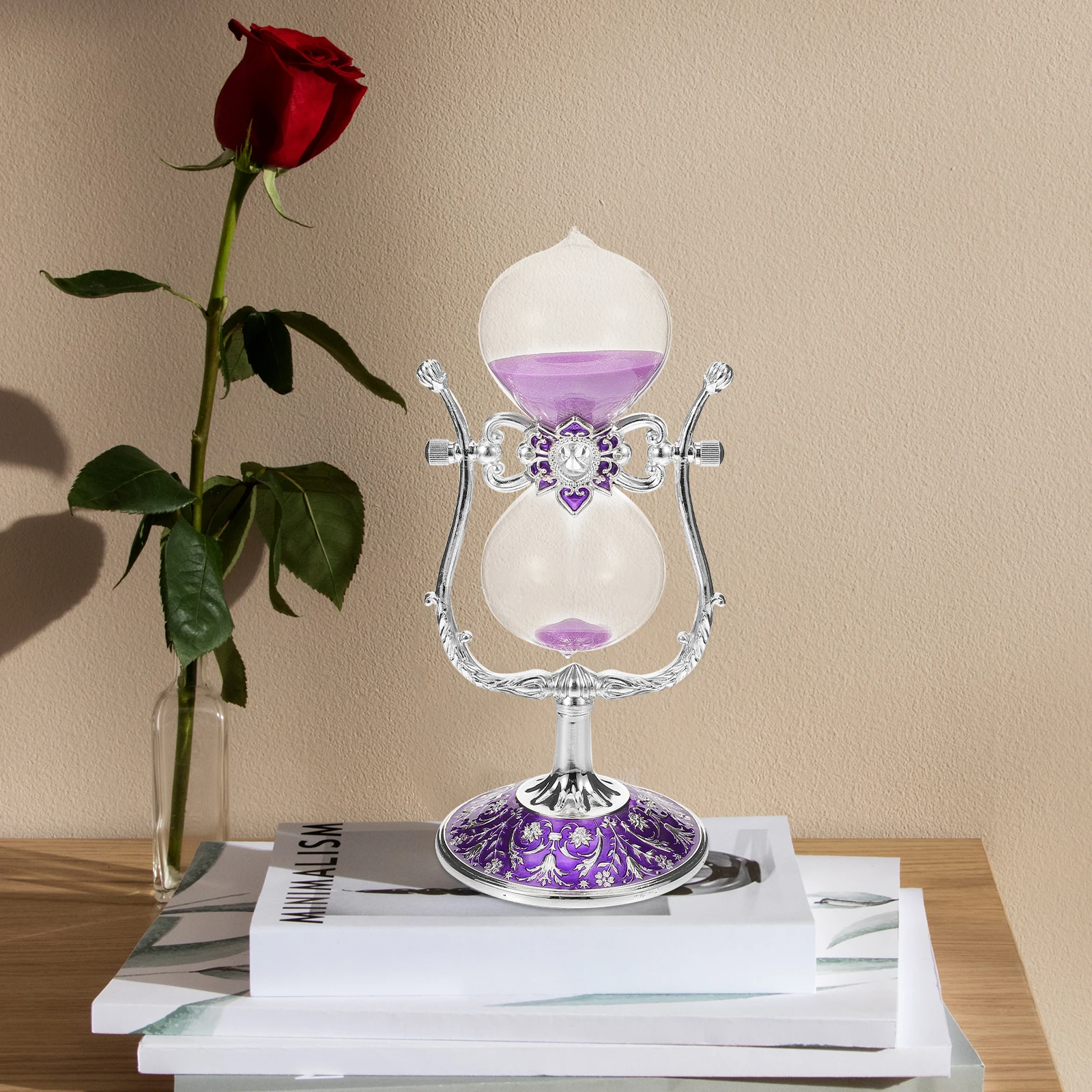 

Elegant U Shaped Hourglass Timer Silver Purple Home Office Decor S Clock Reusable Creative Desk Supply Home Decoration