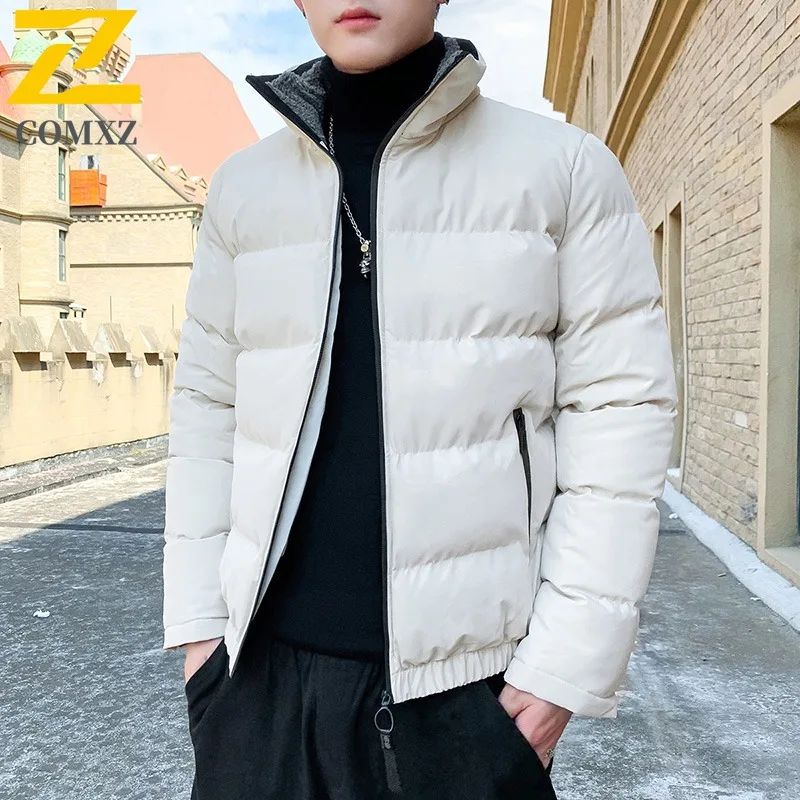 COMXZ Men's Winter Down Cotton Jacket Casual Loose Fit Youth Stand Collar Cotton - Padded Coat Trendy Brand Plus Size Outerwear