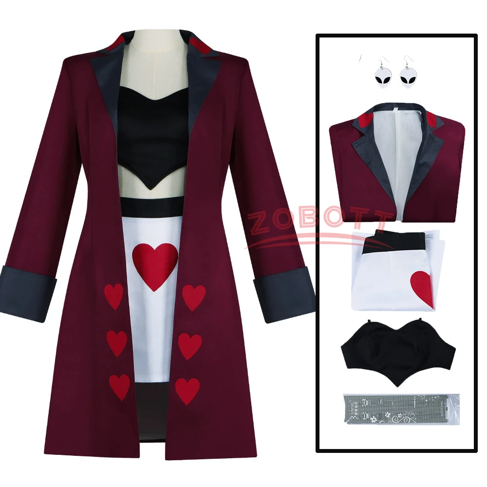 

Бархатный косплей DDemon аниме 2-й сезон косплей отель горячее платье женщина Хэллоуин карнавальная одежда топ + юбка + пальто + серьги