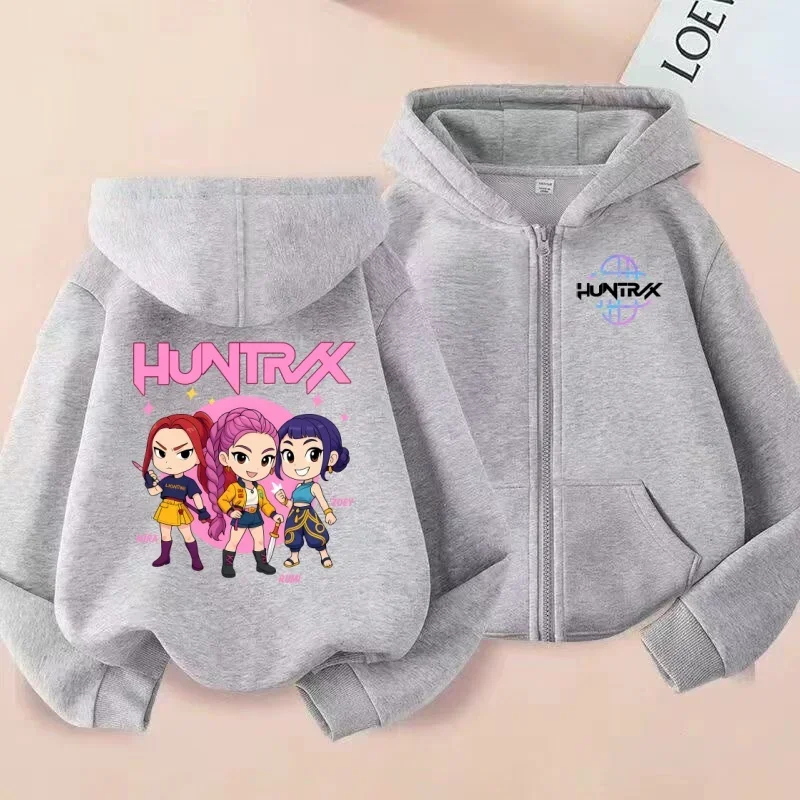 KPOP شيطان الصيادين Huntrix Q-الإصدار مجموعة ثلاثة أشخاص مطبوعة للأطفال سستة قميص سترة عصرية لطيف على الطراز الكوري #5