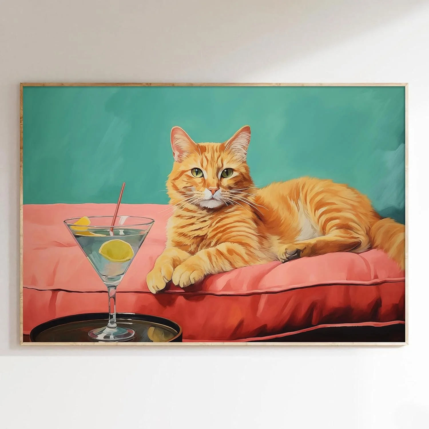 Muaccouioo Retro Orange Katze Tierdruck Leinwandkunst Ungerahmte Wanddekoration für Wohnzimmer und Schlafzimmer