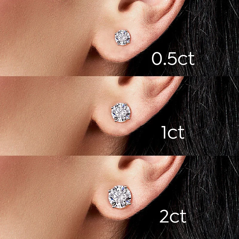 Stylever – boucles d\'oreilles en diamant Moissanite pour femmes, bijoux de luxe, en argent Sterling 925, 0,5ct 1ct D, pour mariage