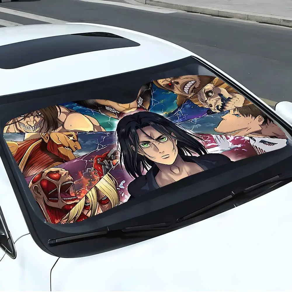 Аниме A-Attack On T-Titan, автомобильные солнцезащитные шторы, ветровое стекло, переднее окно 70x130 см, солнцезащитный козырек, солнечная защита, клетчатый подарок, новинка, автомобиль