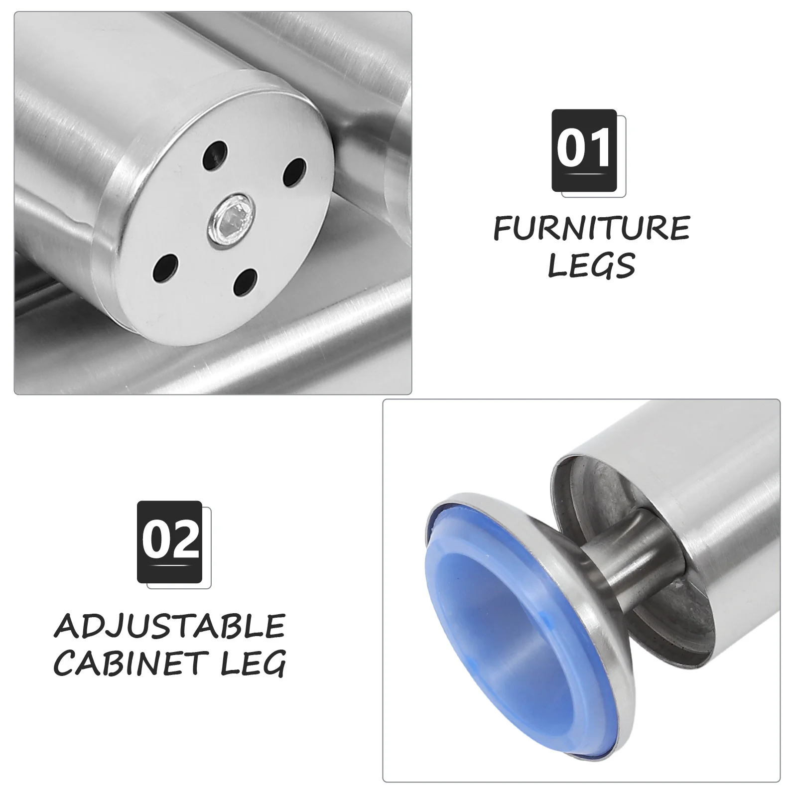 4Pcs Heavy-Duty Stainless Steel Furniture Leveler Legs Adjustable Feet for Cabinet Table Chair Bookshelf Anti-Slip Solid Build
