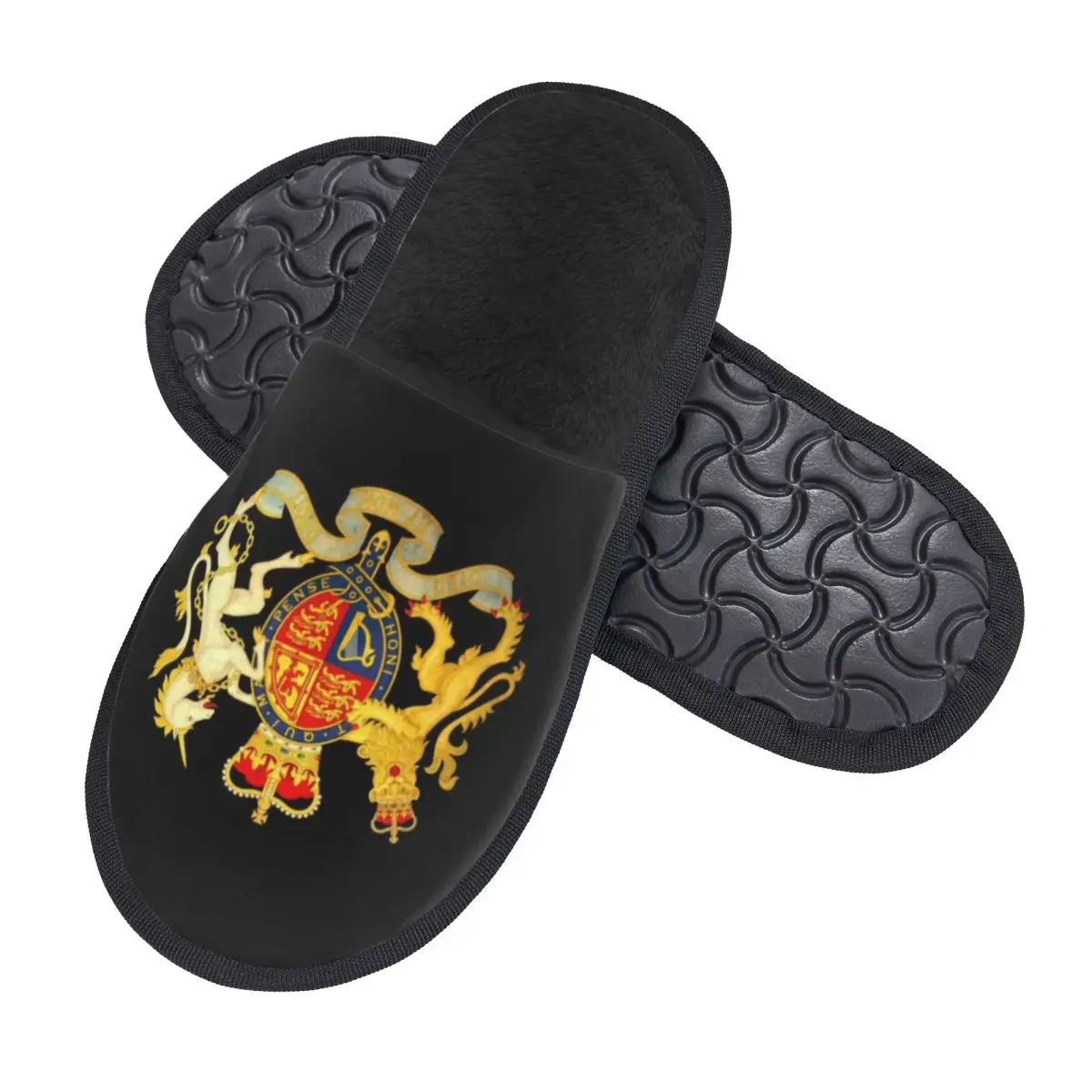 Custom Royal Coat Of Arms Of The United Kingdom Government Memory Foam House Slippers Women British Cozy Warm Anti-Skid Slipper