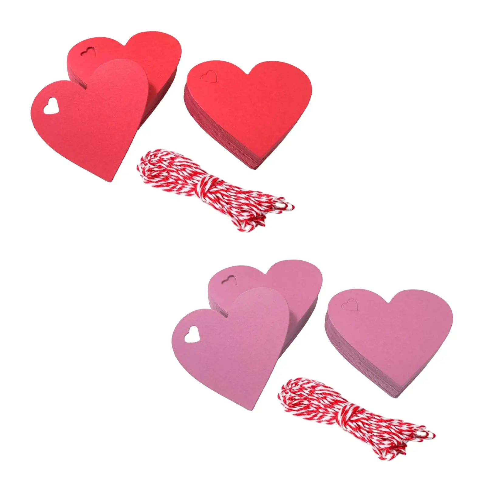 100 Pieces Valentine's Day Heart Tags, Paper Gift Wrapping Tags Heart Shape Hang