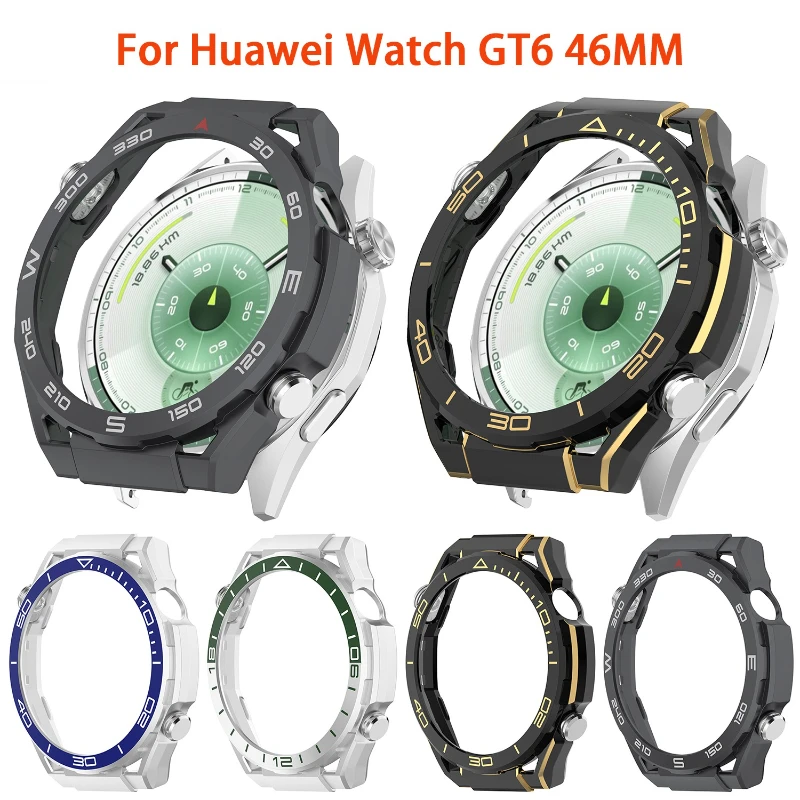 حافظة ساعة لهاتف هواوي GT6 46 ملم متينة وصلبة من البولي كربونات حافظة حماية مجوفة لهاتف هواوي GT6 46 مزخرفة بمقاييس