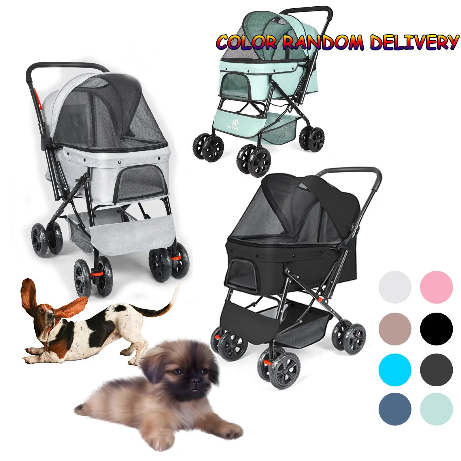 

Pet Stroller Dog Cat Puppy Pram Pushchair Travel Cart Jogging Buggy Carrier