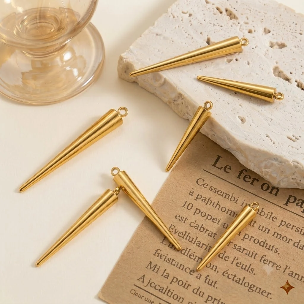 5/10 Stück Edelstahl-Kegelanhänger für DIY-Ohrringe, Halsketten, Schmuckherstellung, Zubehör, Komponenten, Bastelzubehör – Detail 1