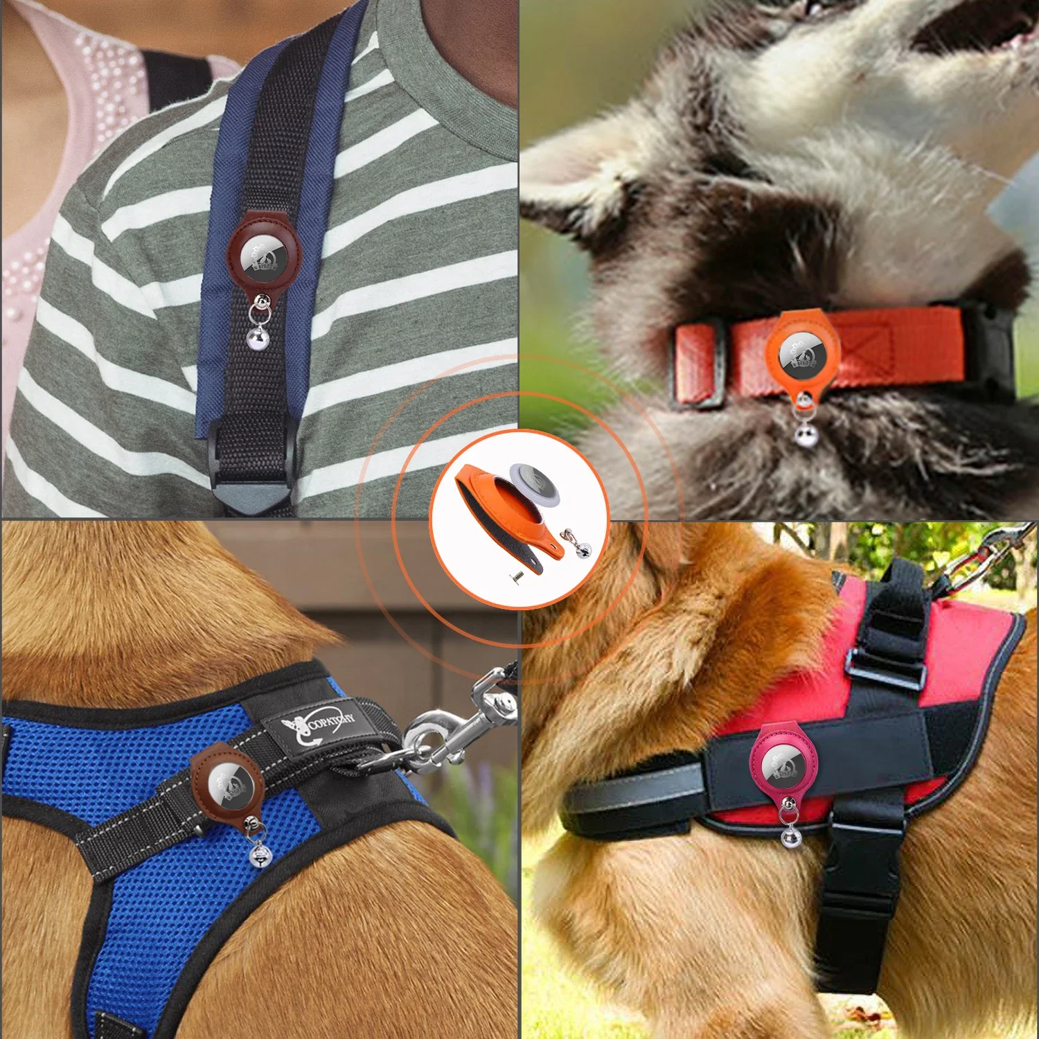 Case for Airtags Protective Holder for Airtags Anti Lost Leather Loop Clip Cover for Dog Cat Collar Pets Accessories