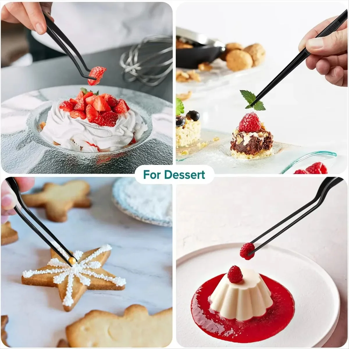 3/5/6-teiliges Küchenzangen-Set, Edelstahl-Lebensmittelzangen, Küchenpinzetten, professionelles Kochpinzetten-Set für präzises Greifen – Detail 7