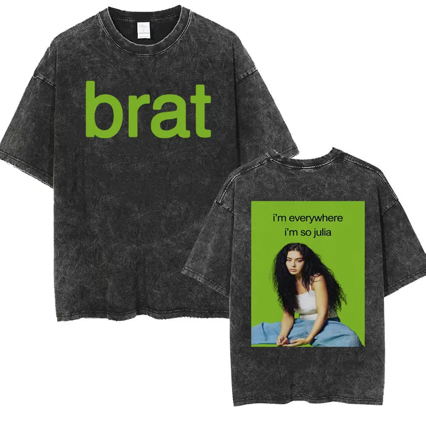 

Футболка Limited Charlie XCX 365 Party Girl Brat Sweat Album, винтажная, с эффектом потертости, в стиле хип-хоп, для мужчин и женщин, повседневная, с коротким рукавом