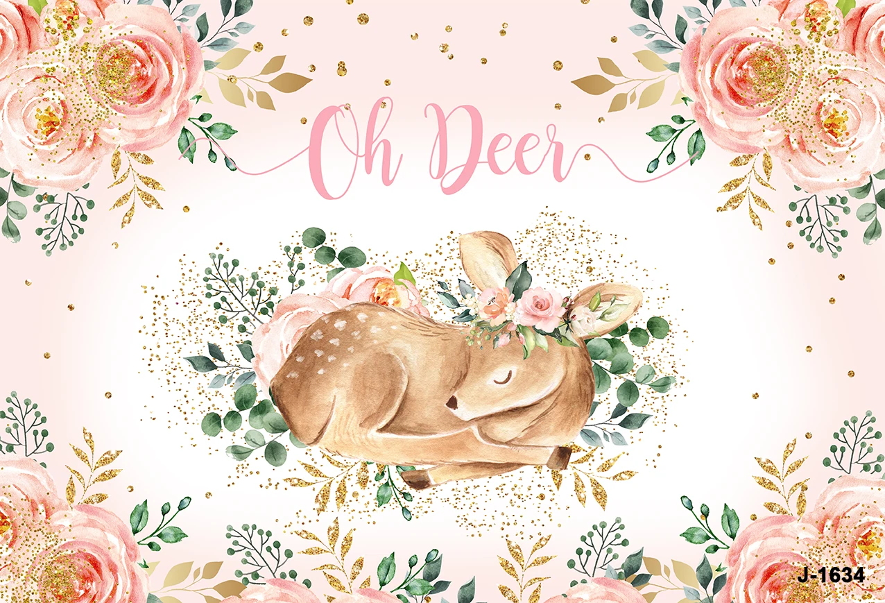 Sika Deer Happy Birthday Wild One Party Backdrop Jungle Animals Cake Smash Photography Background Table Banner Decor Poster