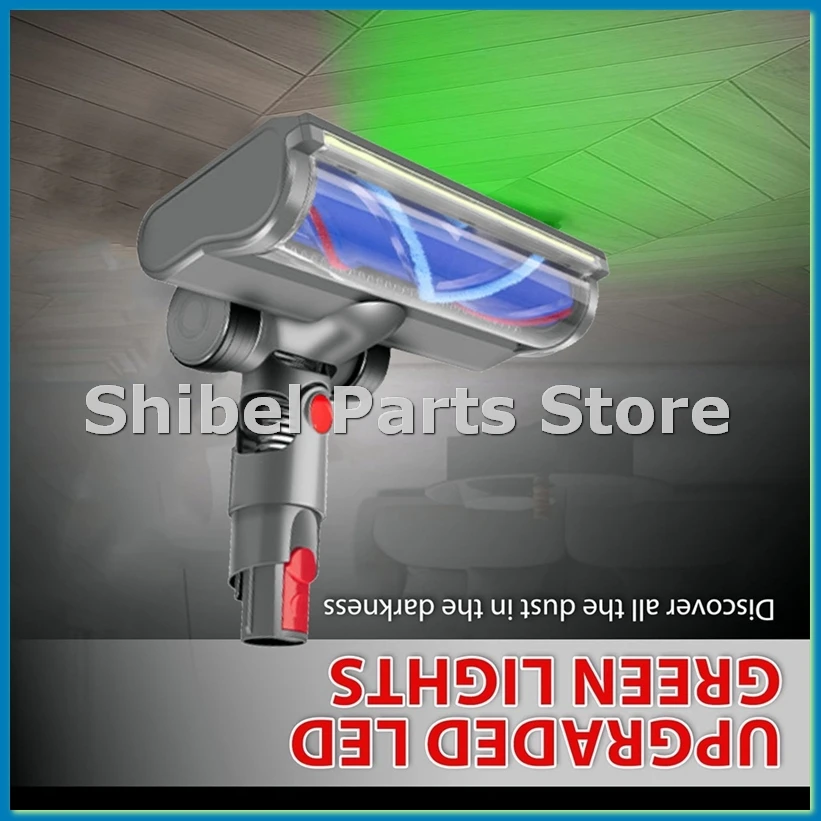 For V10 Slim V12 Slim Hardwood Floor Carpets Attachment with LED Light V Shape Turbo Bristle Brush Cleaner Head-AT35