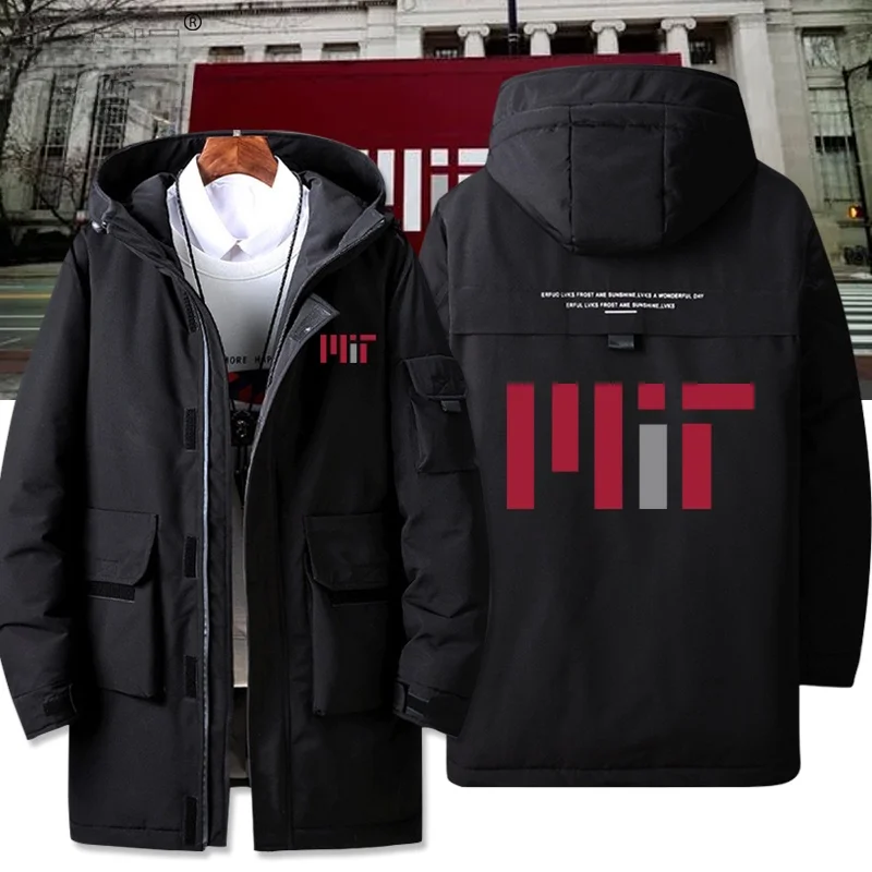 

MIT Nearby Famous School down Cotton Jaet Men Women Clothes Winter Thiened Casual Loose Fit Polyester Fiber Mid-Length
