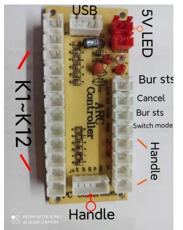 Imagem -02 - Arcade Joystick Kit com Luz Led Botão Controlador de Placa Faça Você Mesmo Máquina de Jogo Raspberry pi Usb Zero Delay Jogadores 12v