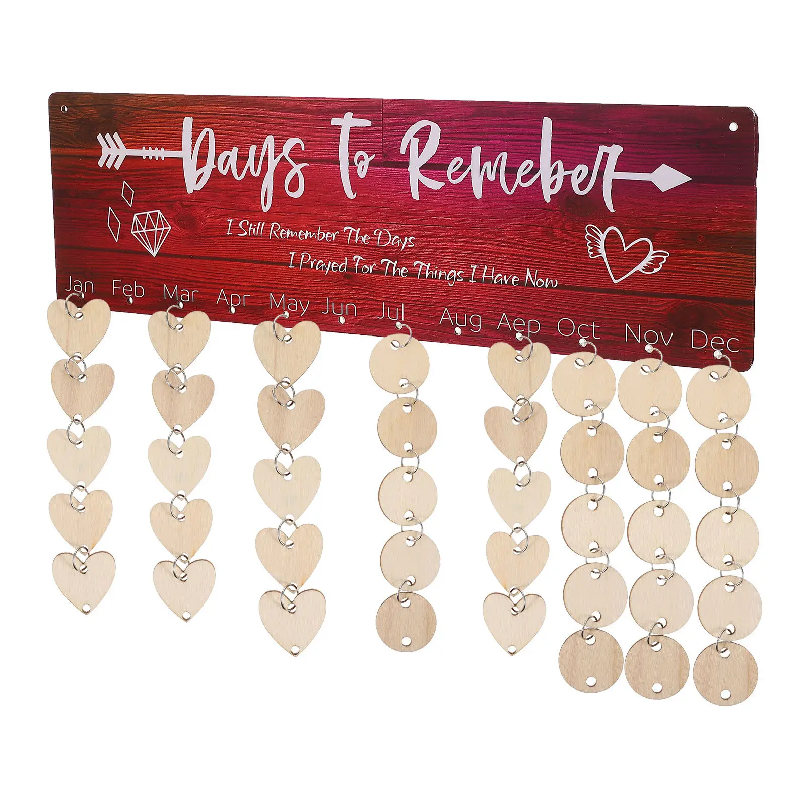 

1Set Wooden Calendar Plaque DIY Handmade Birthday Reminder Hanging Wall Decoration Family Friends Wooden Block Calendar Reusable