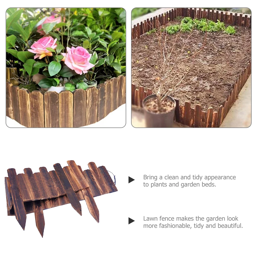 ガーデンエッジング木製ボーダーフェンス装飾芝生ボーダー造園フェンス再利用可能な草保護木製ガーデンエッジング