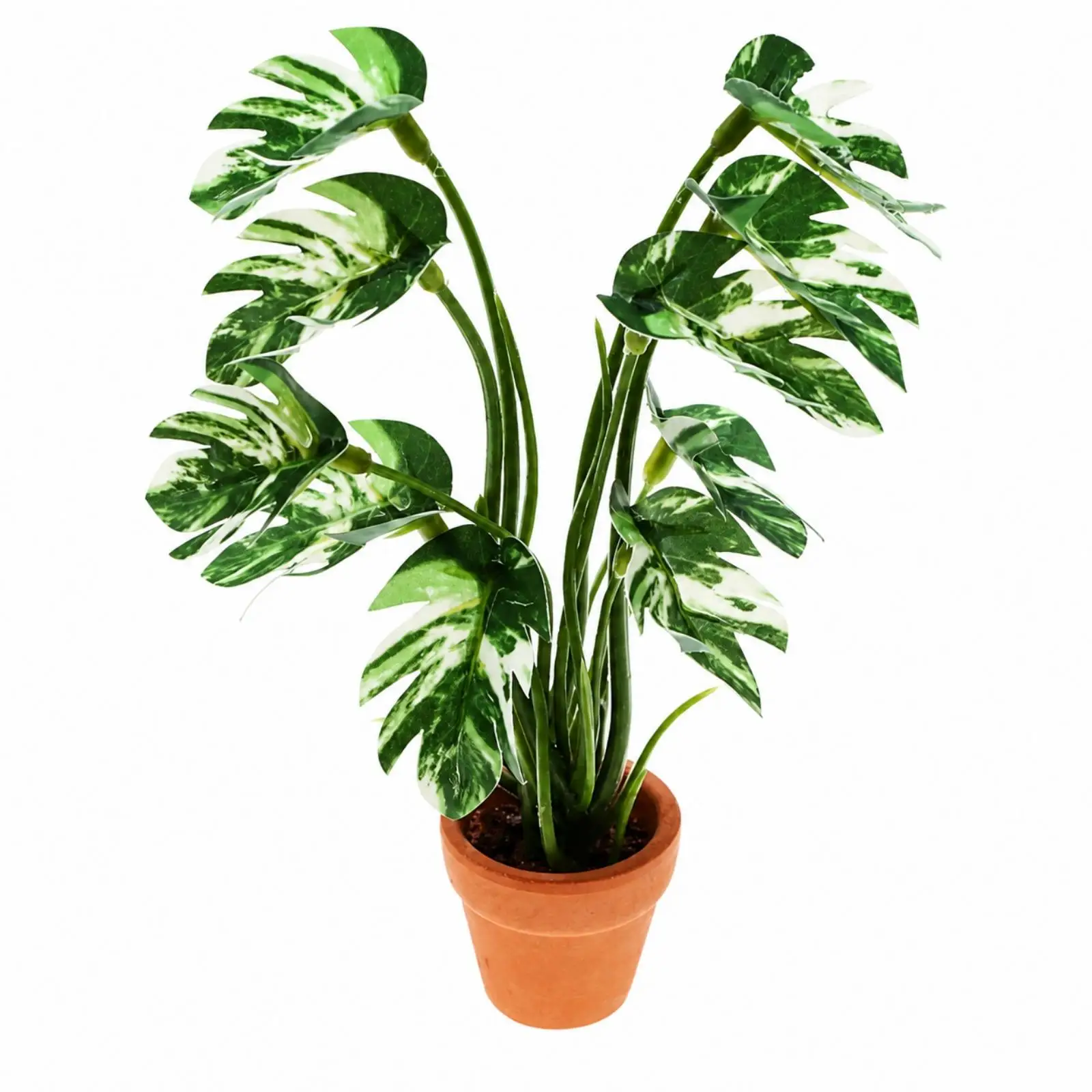 Realistic Artificial Flower Pots | No Watering Required, Miniature Artificial deeply-lobed foliage Plant, Compact Size