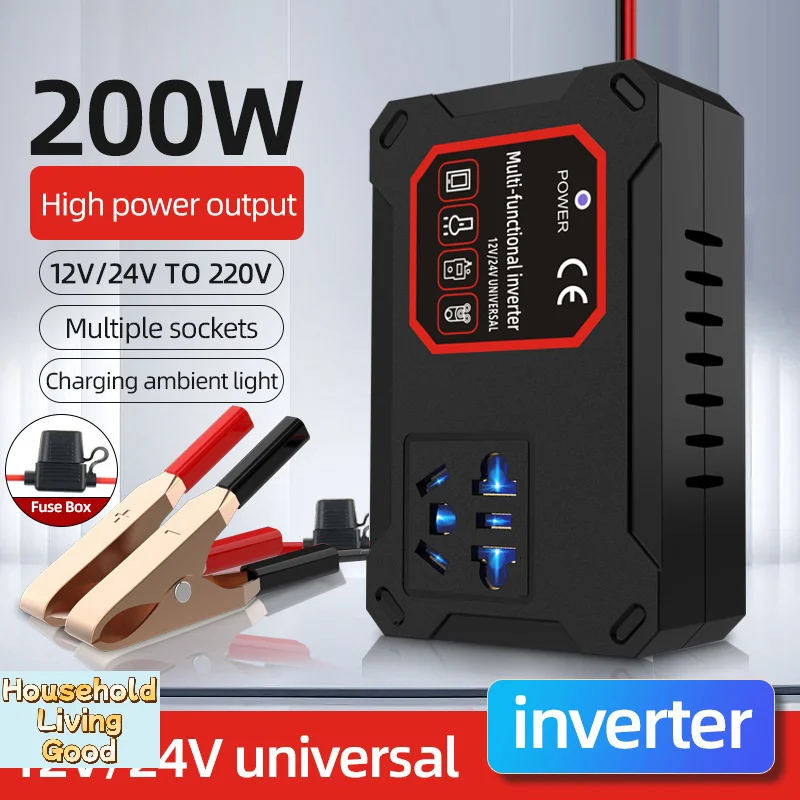 【inversor-de-energia-para-carro-200w-12v-24v-para-220v-conversor-carregador-adaptador-tomada-portatil-inversores-automotivos-para-uso-domestico】
