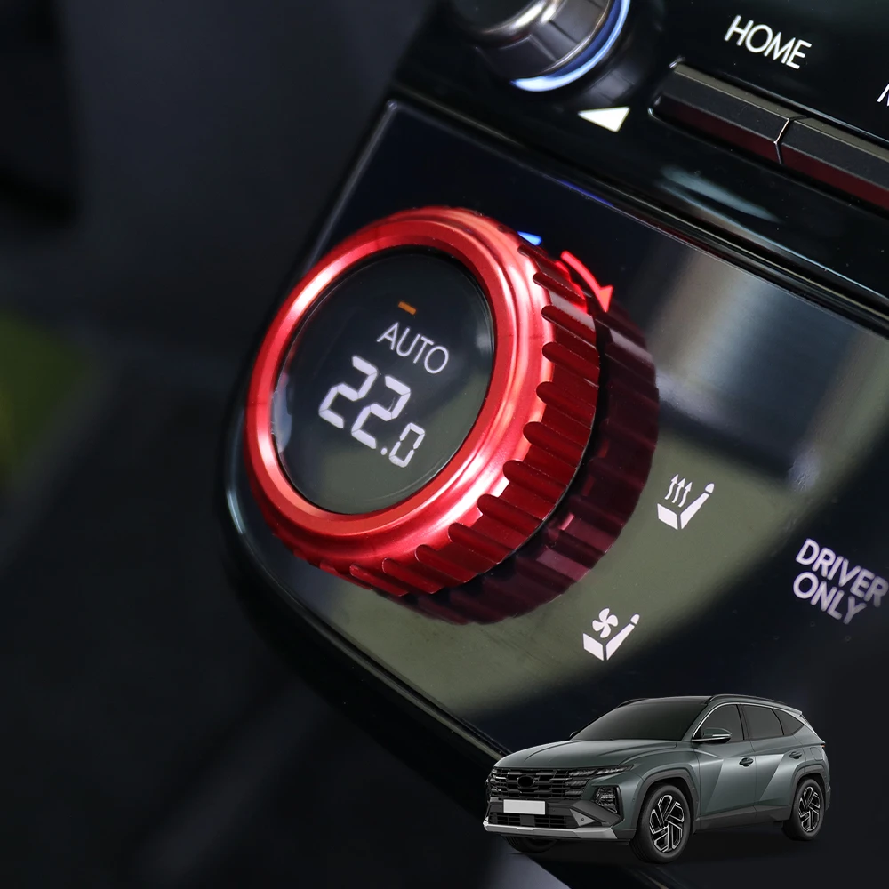 

One Pair Aluminum Red Blue Black Interior Air Conditional Konb Ring Trim Cover For Hyundai Tucson NX4 2025 Accessories