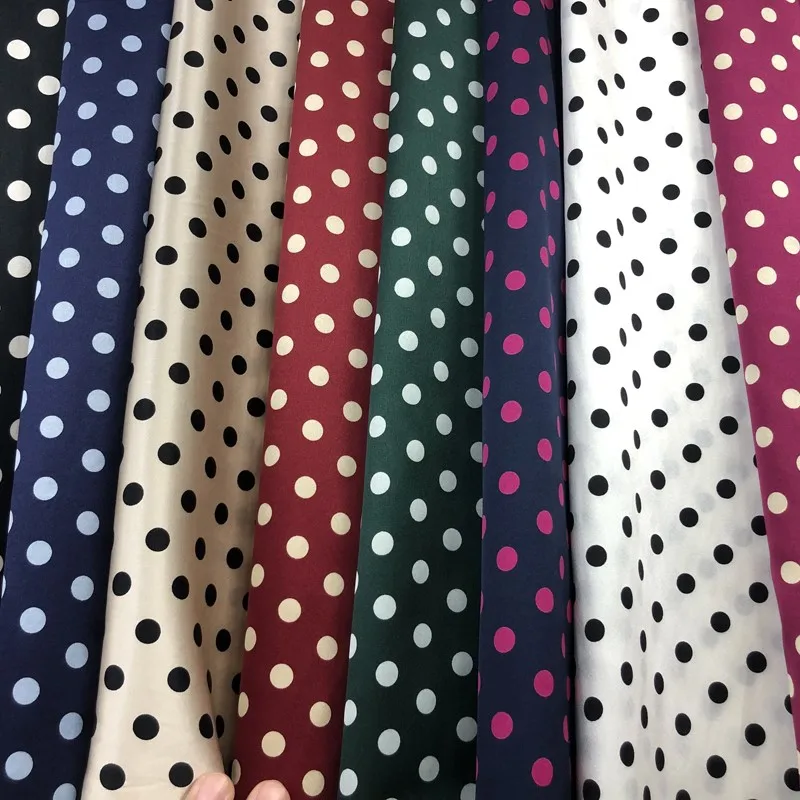 

108 Width Real Silk Spandex Satin Spraying-Painting Fabric 19 M Meter Dot Shirt Skirt Clothing