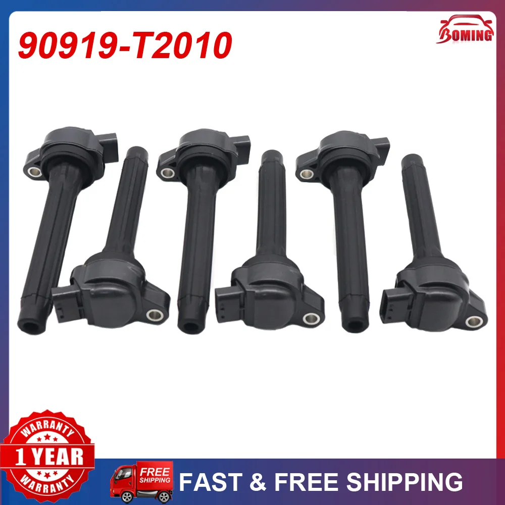 6PCS 90919-T2010 Ignition Coils For Toyota Sienna Camry Highlander 3.5L 2017-2018 90919T2010 90919-A2013 90919A2013 90919T2011