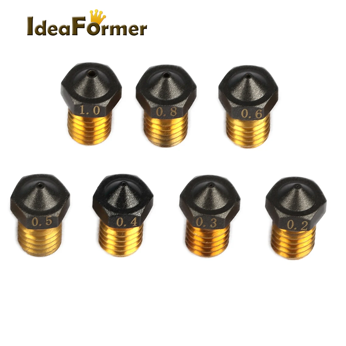 1/2/5 Stück E3D V6 PTFE-beschichtete Messingdüse 0,2/0,4/0,5/0,6/0,8/1,0 mm 1,75 mm M6 3D-Drucker V6 Düsen für Ender3 Titan Prusa I3 MK3 – Detail 12