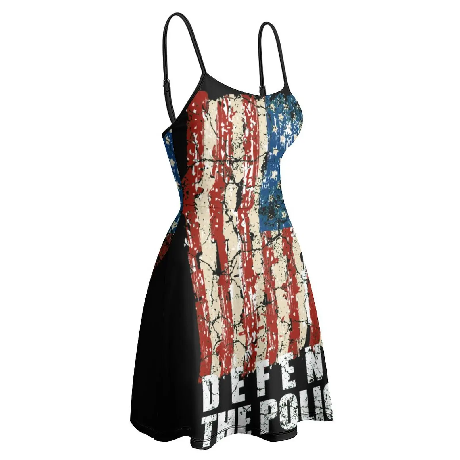 Defend-the-police-American-Flag-Defend-The Women's Sling Dress Cute Sexy Woman's Clothing Humor Graphic  Parties Suspender Dress