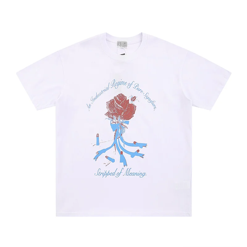 

CAVEMPT Bullet Rose Print T-shirt Japanese Top Tees Retro Style C. E Half Sleeved Loose Fitting