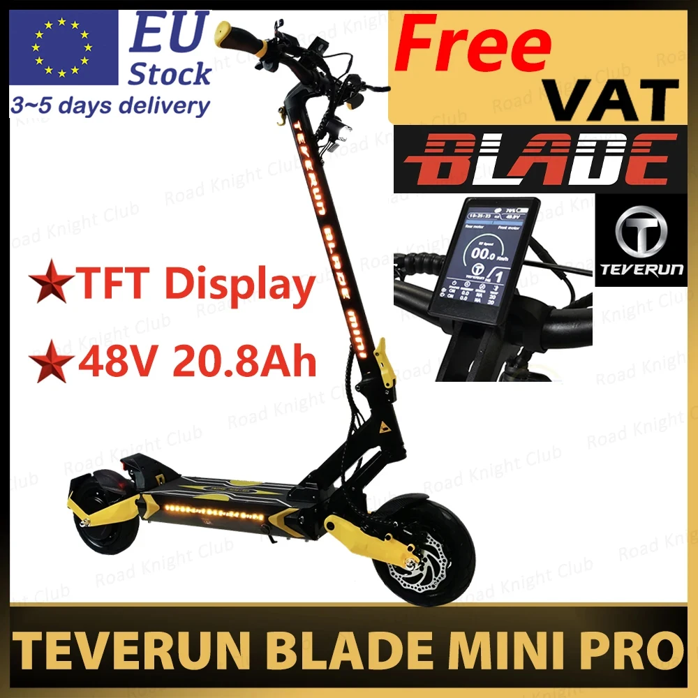 EU Stock Teverun Blade Mini Pro 48V 18.2Ah Minimotor TFT Display 48V 20.8Ah TFT Display 2*500W Dual Motor Blade MINI Pro Scooter