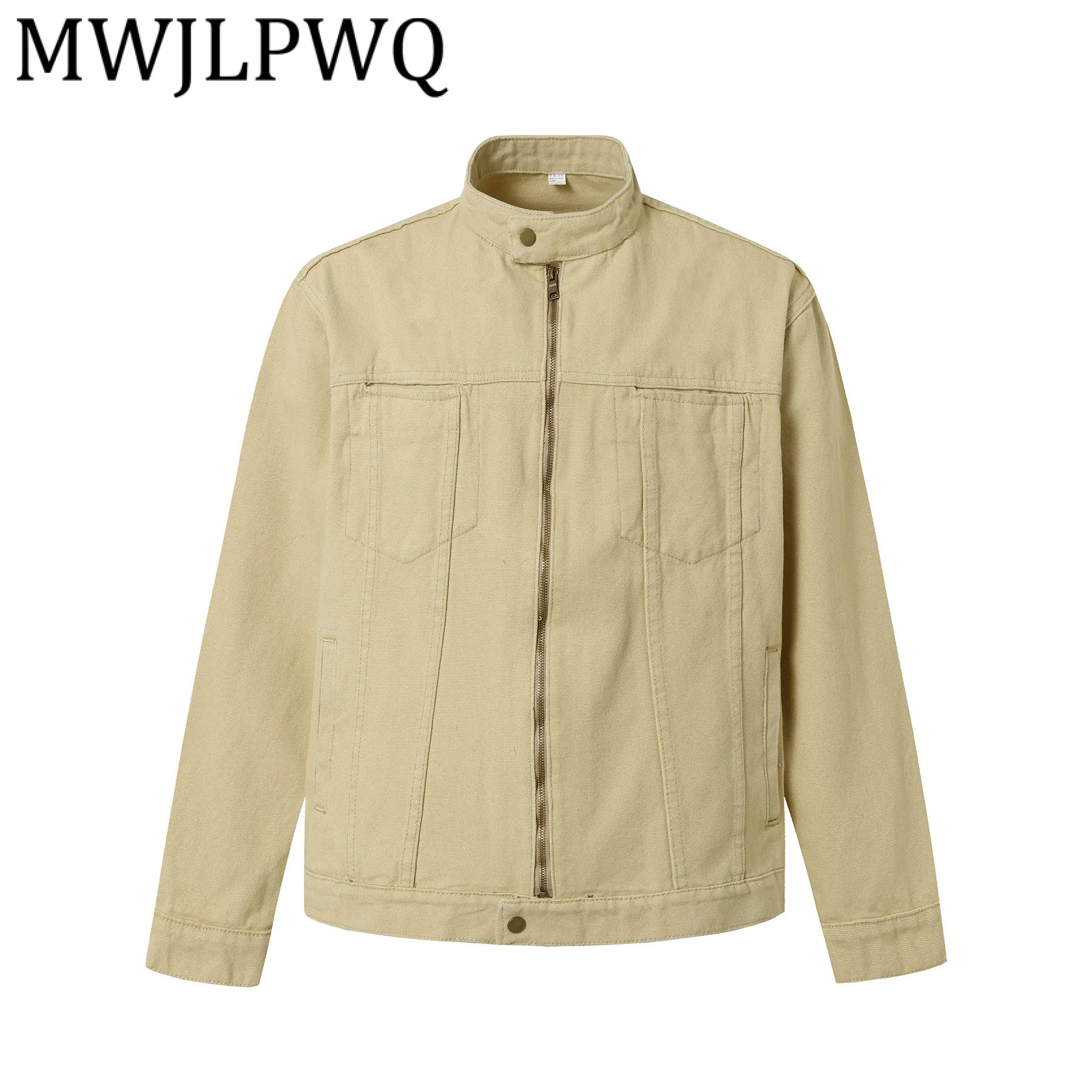 

MWJLPWQ винтажная джинсовая куртка в американском стиле, мужская уличная куртка-карго с воротником-стойкой, осень 2021, новинка 21298