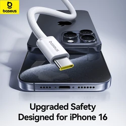 Baseus 100W USB C Cable for iPhone 15 16 Pro Max Type C Cable for Macbook iPad Fast Charger Cord Type-C Cable for Huawei Samsung