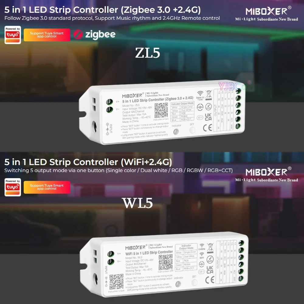 Imagem -02 - Miboxer Led Strip Controller Zigbee 3.0 2.4g Wifi 2.4g em Única Cor Duplo Branco Rgb Rgbw Rgbcct