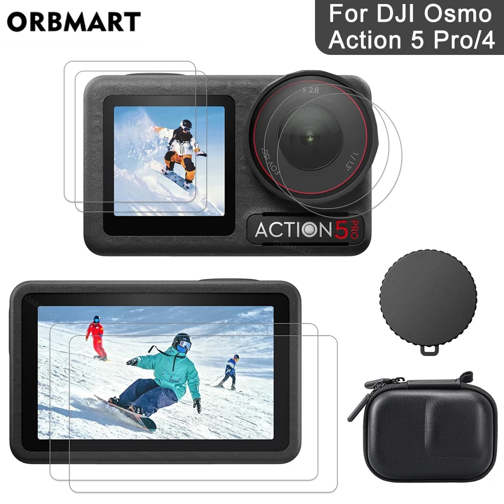 For DJI Osmo Action 5 Pro 4 3 Screen Protector Tempered Glass Film Lens Cover Cap Bag Case for DJI Action 4 5Pro Accessories