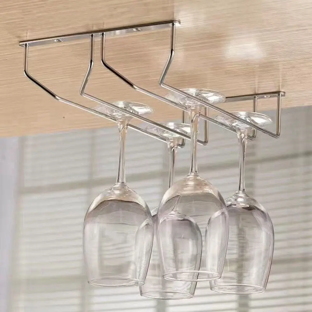 High Quality 1Pcs Multiple Size Bar Accessories Wall Hanging Double Row Wine Glass Rack Wine Rack Goblet Holder Glass Holder