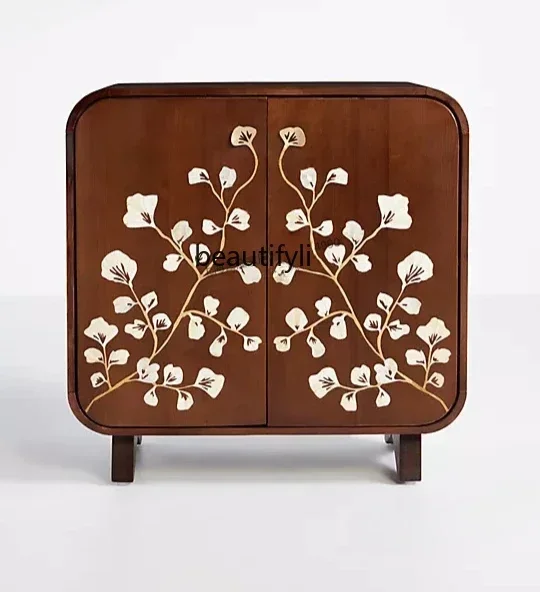 

American retro entrance cabinet, old shoe cabinet, TV cabinet, French European light luxury painted simple dining side cabinet