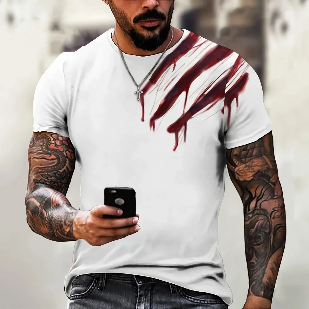 

Casual Simple Style TShirt Men's T-shirt Trendy New Design Black and White Color Art 3D Printed Oversized Round Neck Tops Loose