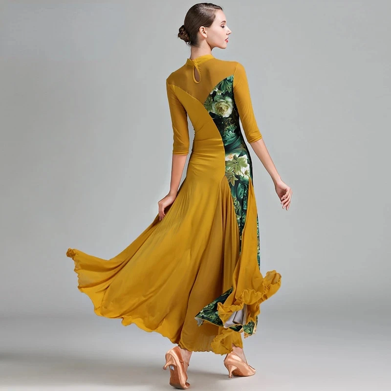 Vestido de dança de salão padrão feminino vestido de valsa rumba trajes de dança moderna roupa de dança foxtrot vestido de competição