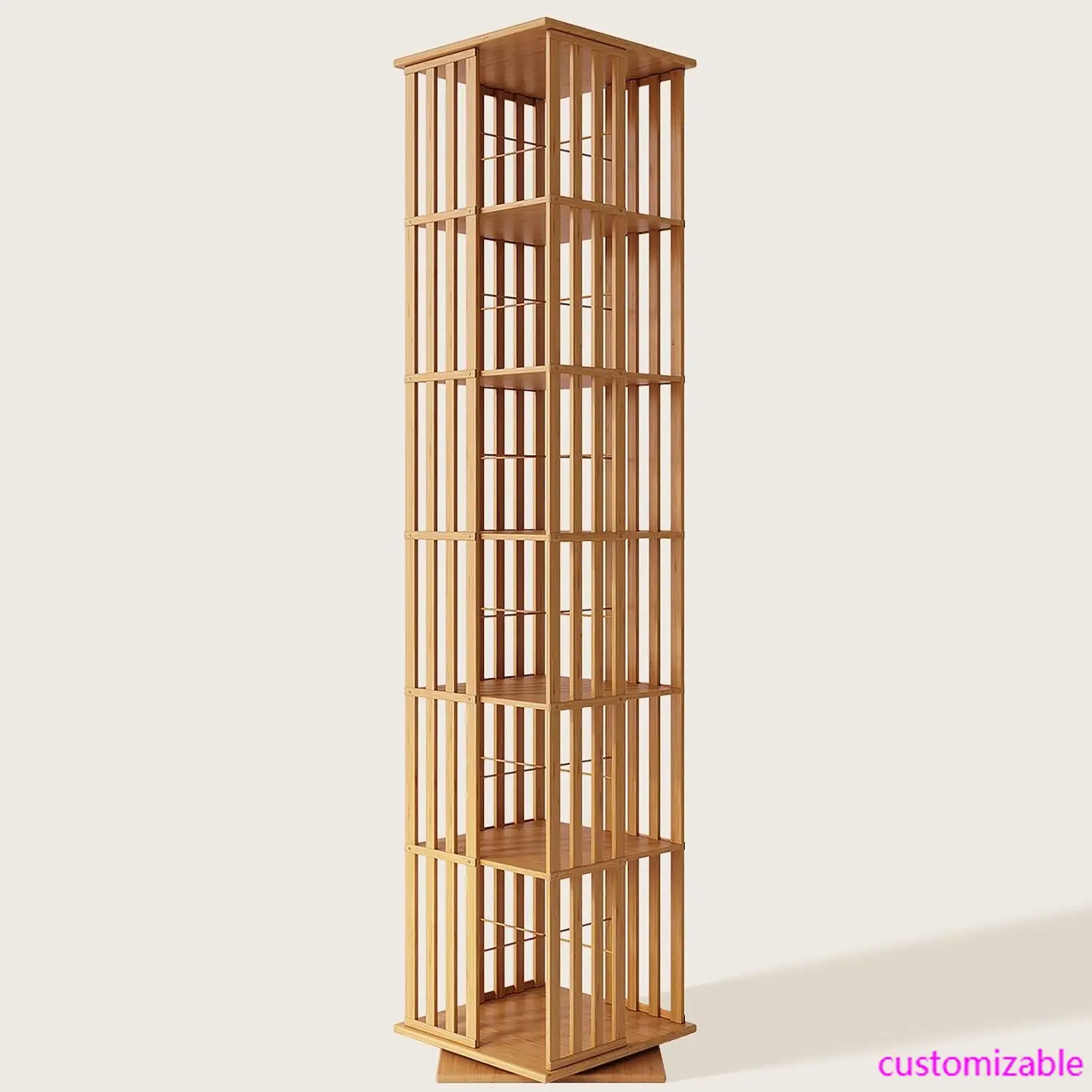 

360° Rotating Bamboo CD/DVD Shelf - 6-Tier Space-Saving Media Storage Cabinet for Movies, Organizer with Super Compact Design