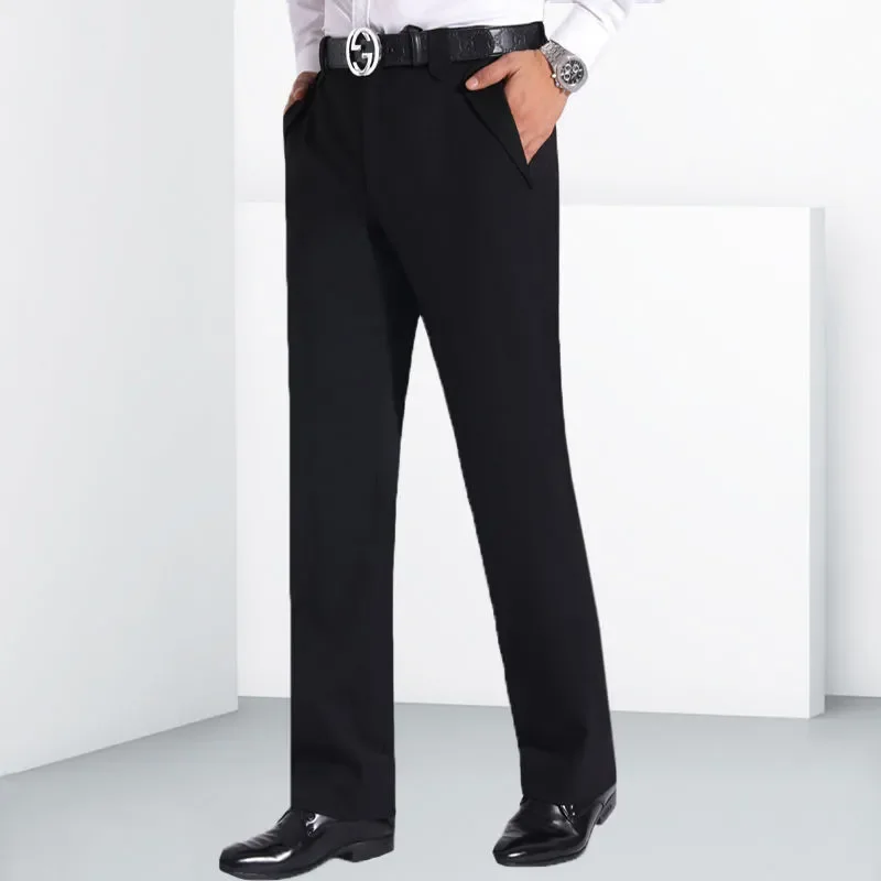 

Winter Thick Men's Elastic Casual Trousers Trendy Straight Business Drape Iron-free Trousers