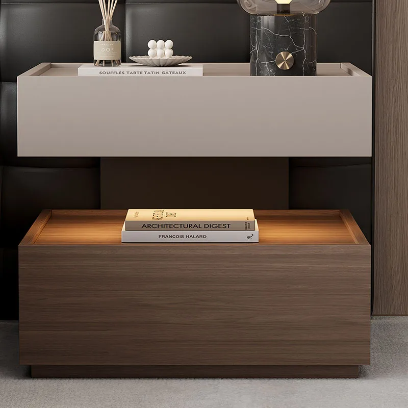 Mesa de Noche de Lujo para Decoración del Hogar, Mesita de Noche Moderna de Madera para Sala de Estar, Gabinetes Ahorradores de Espacio, Criado Mudo, Muebles para el Hogar