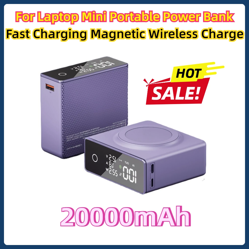 For Laptop Mini Portable Charger 22.5W Power Bank Fast Charging Magnetic Wireless Charge for IPhone 20000mAh Powerbank