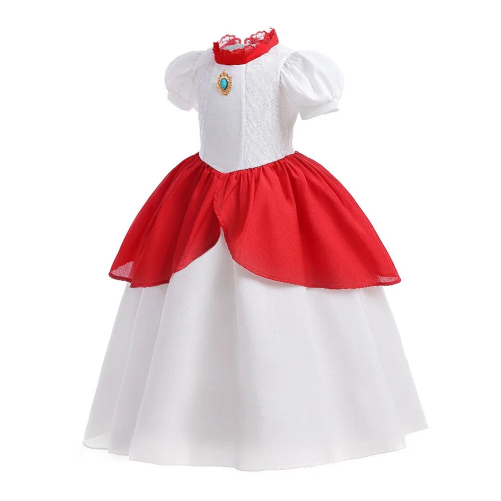 Peach Princess Cosplay Dress For Girls Fancy Children Halloween Carnival Party Dresses Kids Birthday Wedding Performace Costume